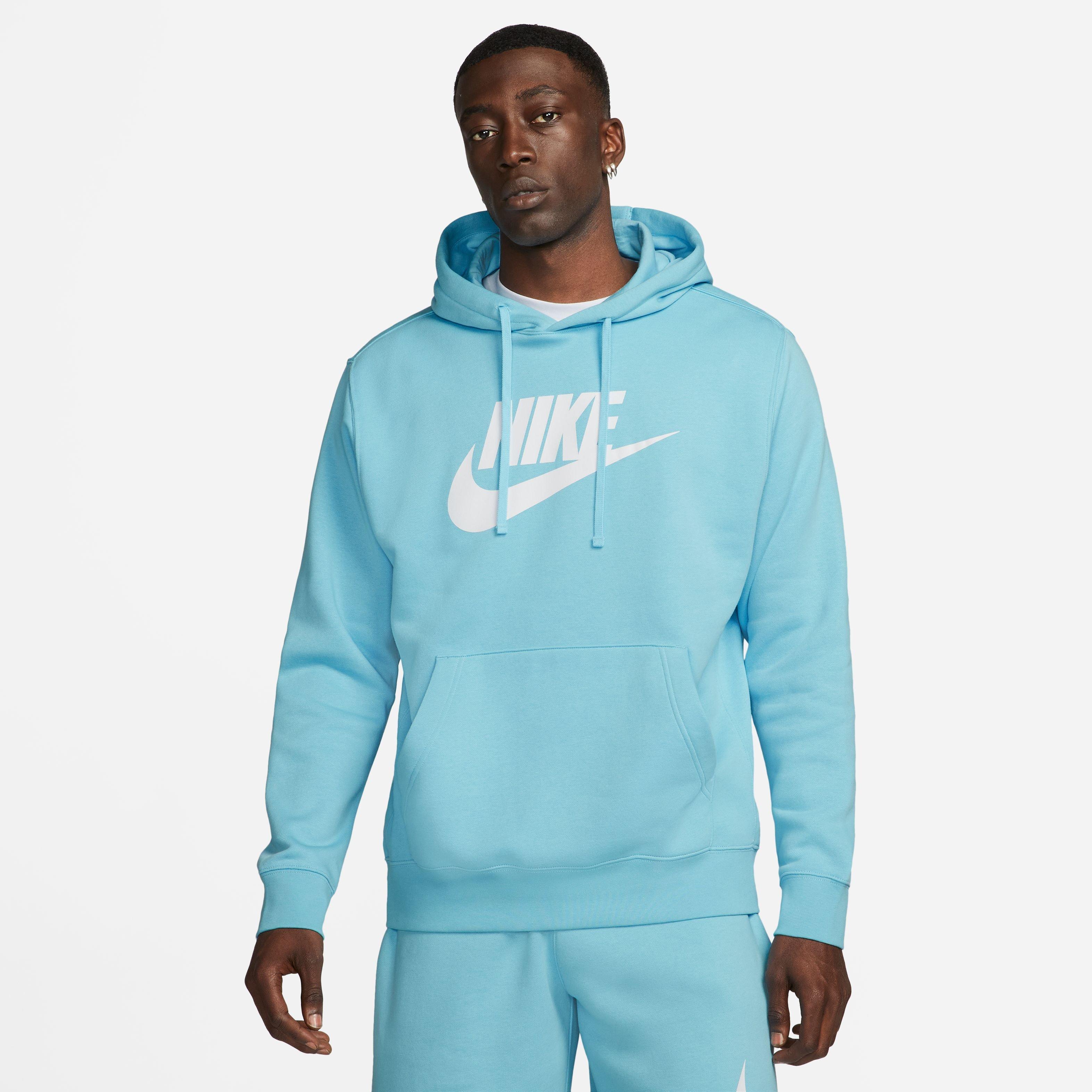 Nike Men s Sportswear Club Fleece Graphic Pullover Hoodie Blue